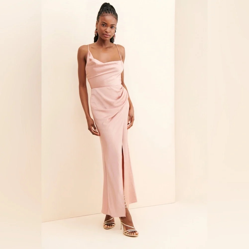 NEW SIGNIFICANT OTHER x REVOLVE aria satin maxi midi dress in nougat - Picture 5 of 12